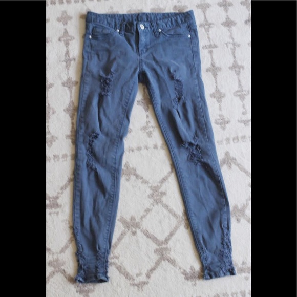 Green and Blue Distressed Skinny Jean Set - Picture 4 of 4